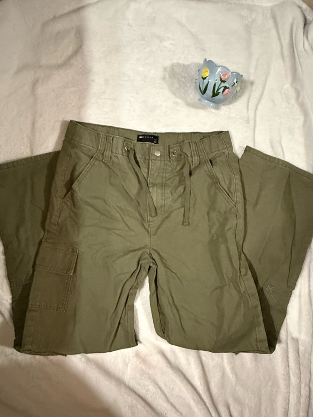 Olive Cargo Utility Pants with Drawstring Waist